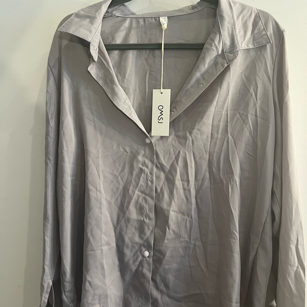 Gray gauzy Button up shirt